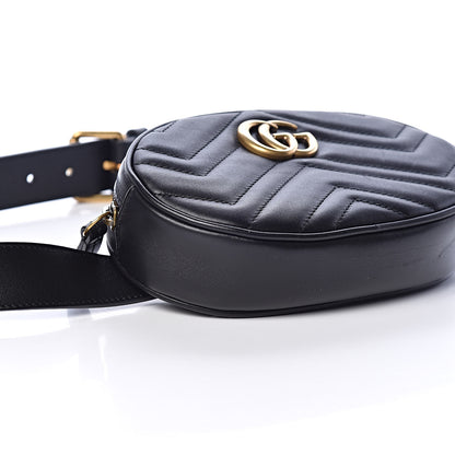 Gucci Calfskin Matelasse GG Marmont Belt Bag 95 38 Black 8 of 13