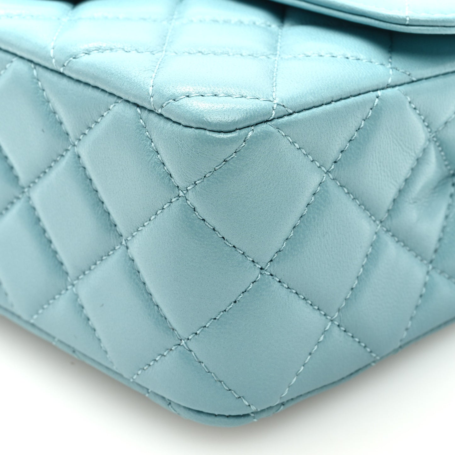Lambskin Quilted Mini Strass On Top Flap Blue