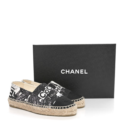 Chanel Printed Canvas Grosgrain 31 Rue Cambon Espadrilles 36 Black White 9 of 9