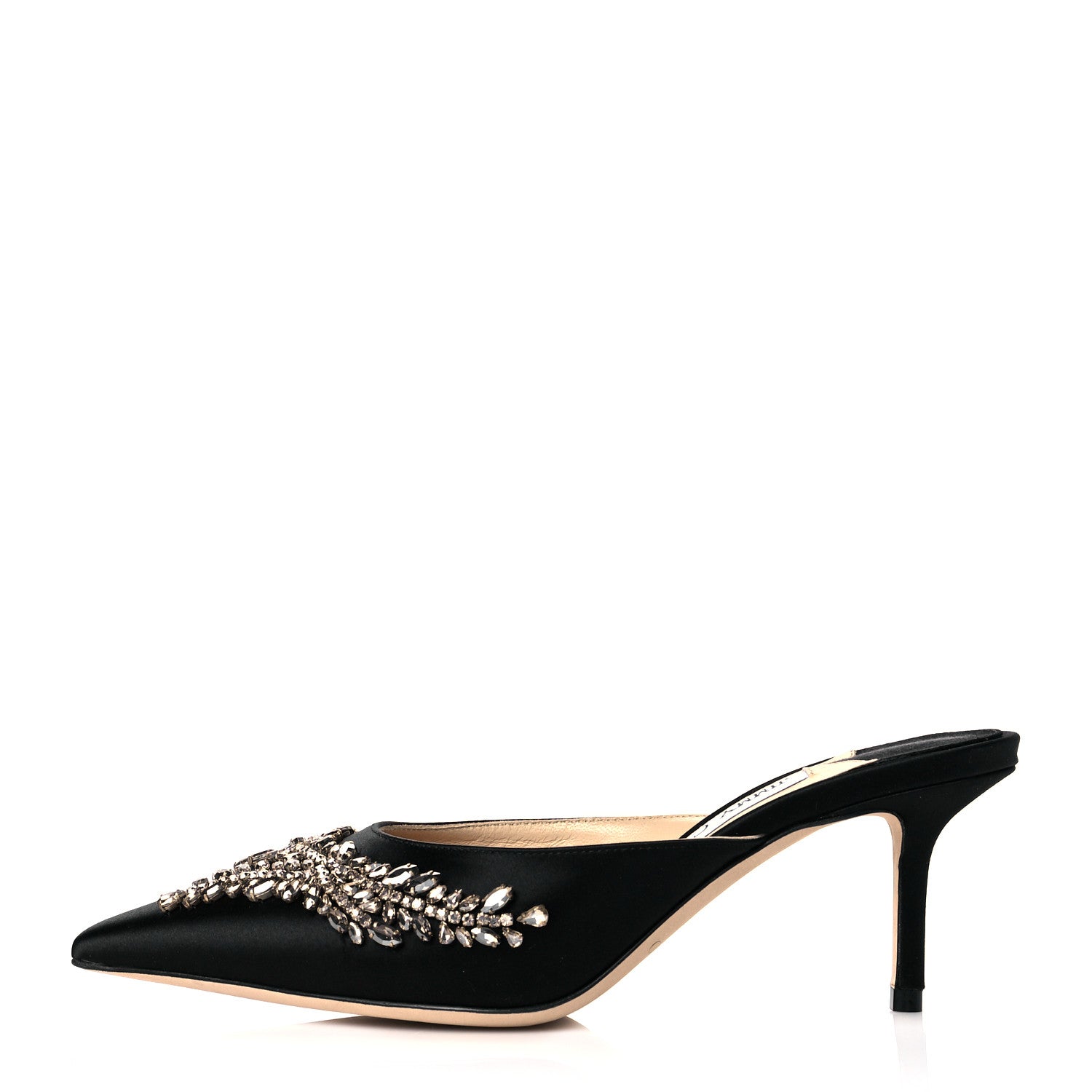 Jimmy Choo Satin Crystal Rav 65 Heels 37.5 Black 1 of 10