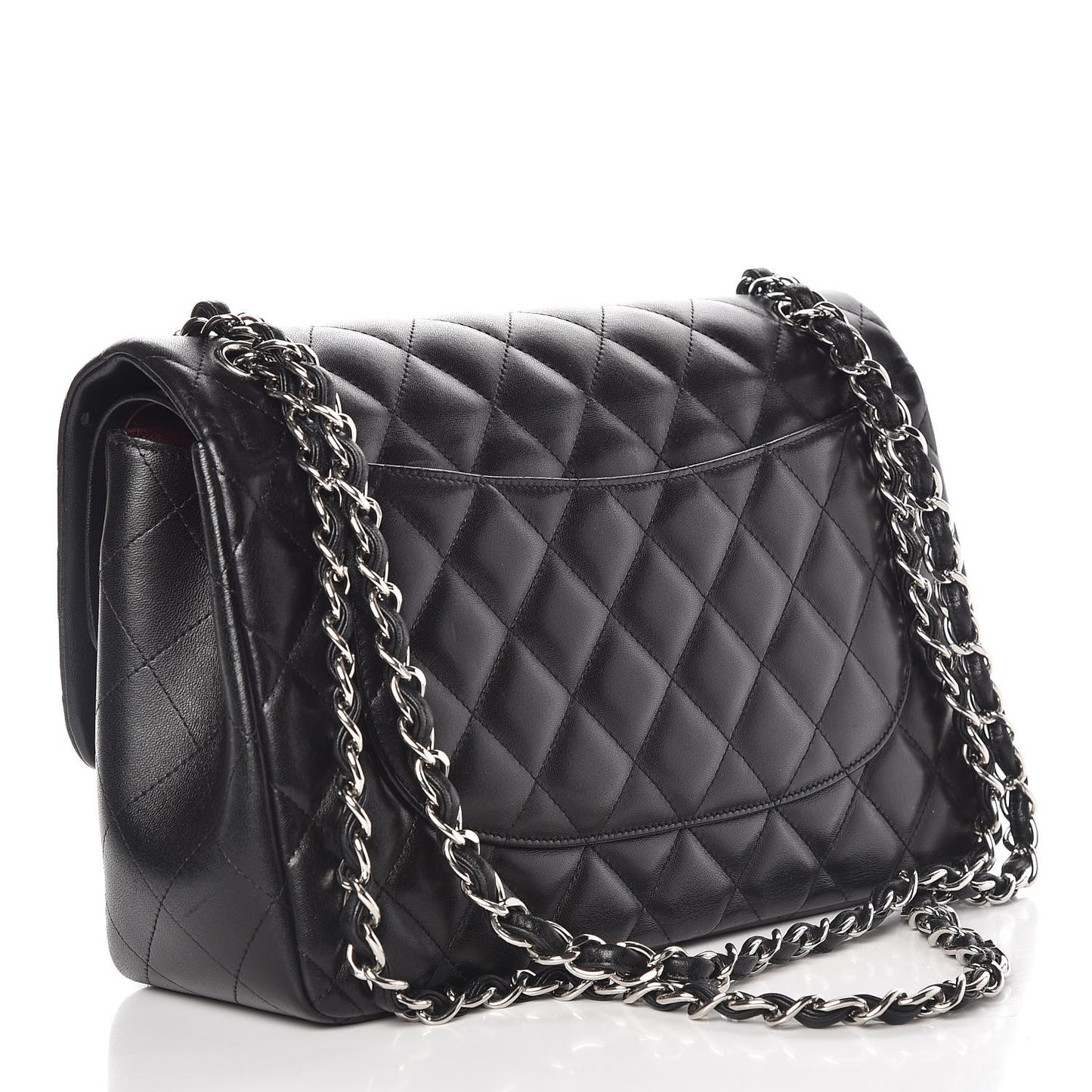 Lambskin Quilted Jumbo Double Flap Black