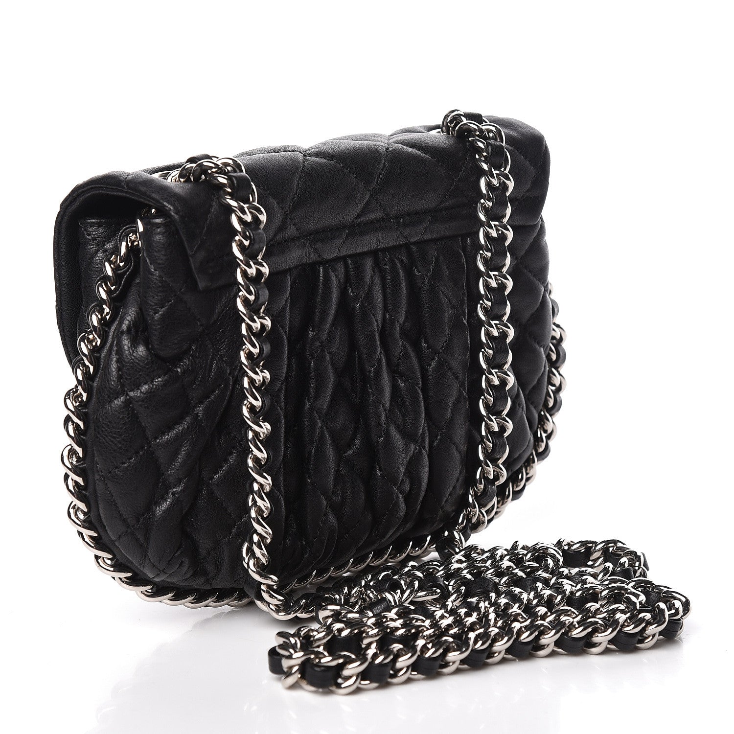 Chanel Washed Lambskin Quilted Mini Chain Around Messenger Black 3 of 11