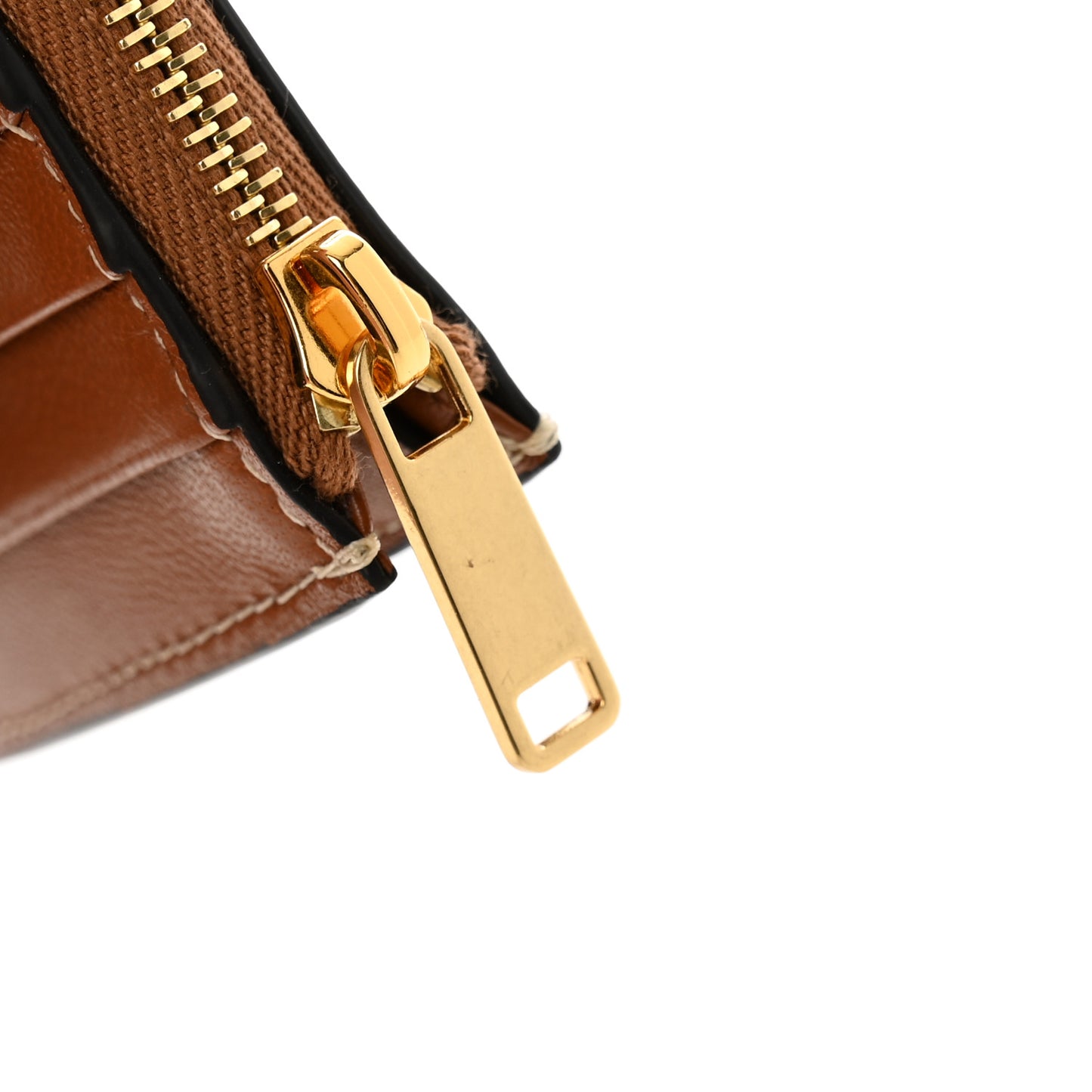 Triomphe Calfskin Zipped Card Holder Tan