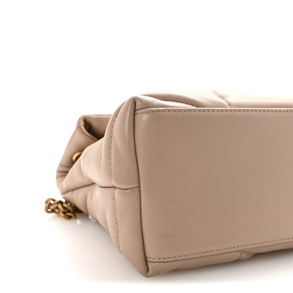 Saint Laurent Lambskin Quilted Small Loulou Puffer Monogram Chain Satchel Dark Beige 8 of 9