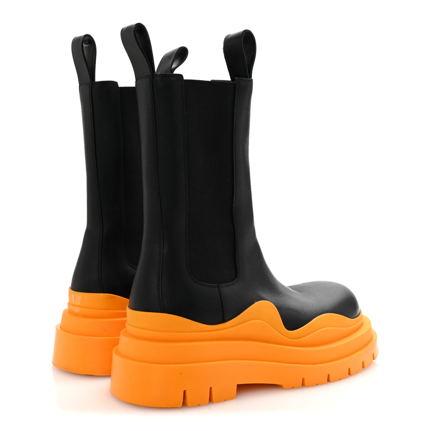Calfskin The Tire Chelsea Boots 39 Black Tangerine