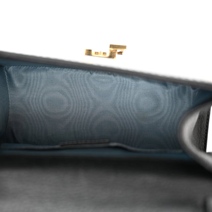 Gucci Textured Calfskin Bee Star Print Mini Sylvie Top Handle Bag Black 5 of 13