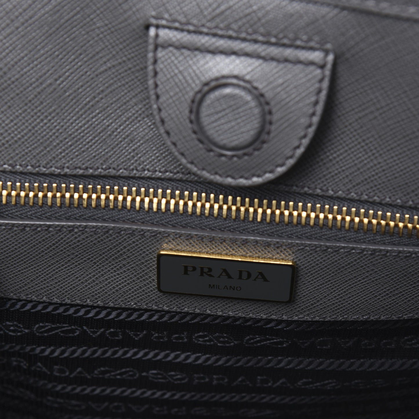 Saffiano Tessuto Nylon Impunturato Quilted Shopper Black Grey
