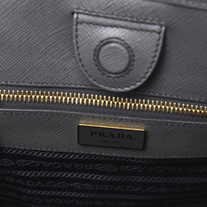 Prada Saffiano Tessuto Nylon Impunturato Quilted Shopper Black Grey 6 of 8