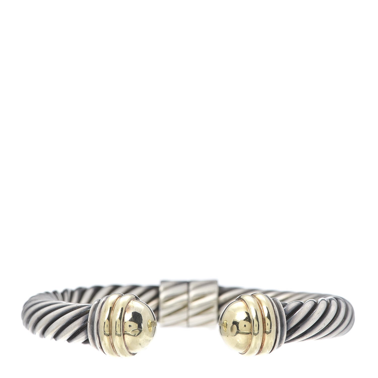 David Yurman Sterling Silver 14K Yellow Gold 10mm Cable Classics Bracelet 1 of 5