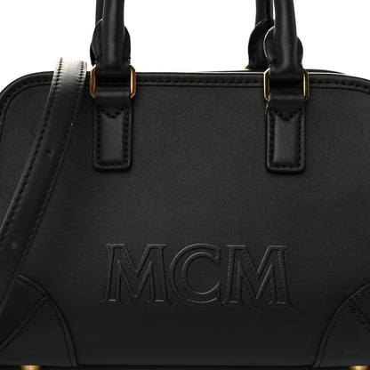 MCM Calfskin Mini Aren Boston Bag Black 7 of 9
