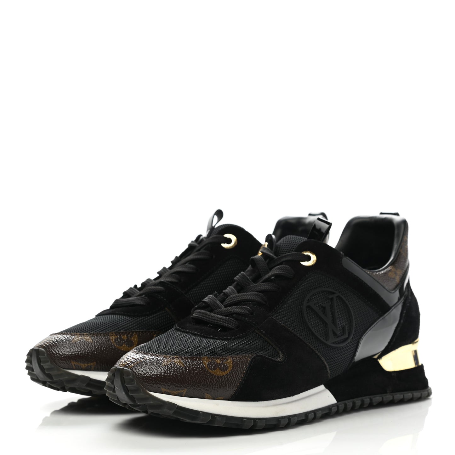 Suede Monogram Run Away Sneakers 41 Black