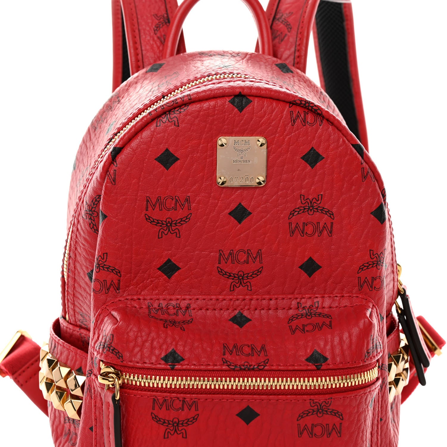 MCM Visetos Side Stud Mini Stark Backpack Ruby Red 7 of 9