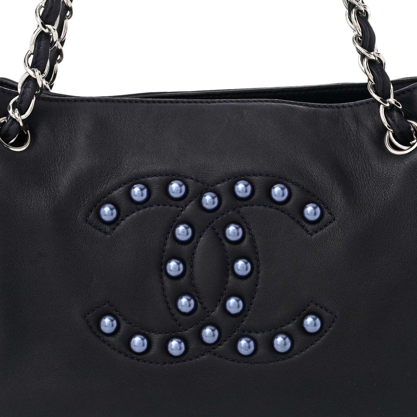 Lambskin Pearl Obsession Tote Navy
