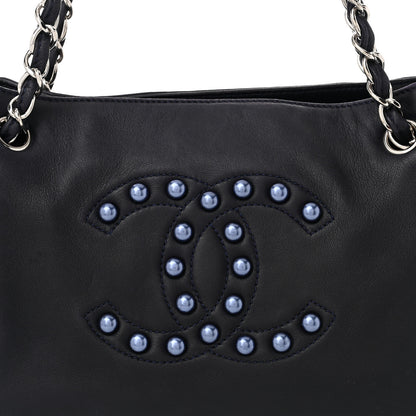 Chanel Lambskin Pearl Obsession Tote Navy 8 of 10