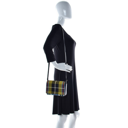 Burberry Canvas Tartan Mix Hampshire Wallet on Chain Yellow Multicolor 2 of 14