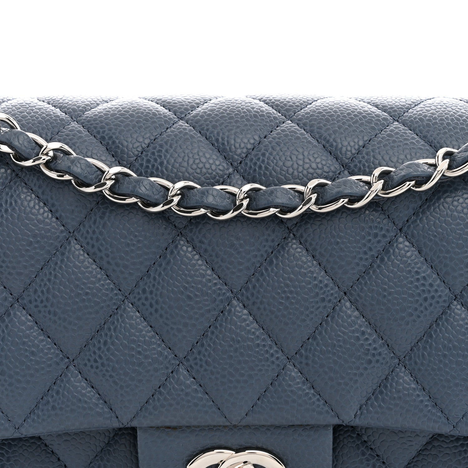 Chanel Caviar Quilted Medium Double Flap Blue 8 of 11