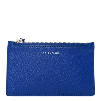 Balenciaga Grained Calfskin Cash Long Coin Card Holder Dark Blue 1 of 9