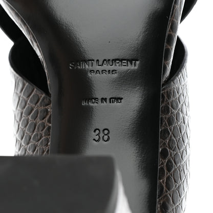Saint Laurent Crocodile Embossed Calfskin LouLou Mule Sandals 38 Ultra 38 Grey 8 of 9