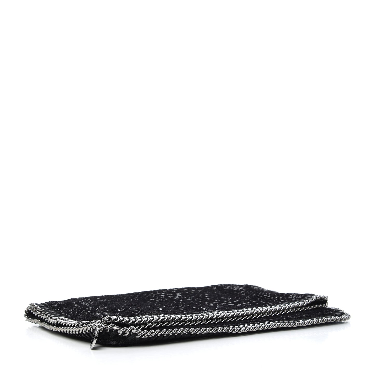 Sequin Falabella Fold Over Clutch Black