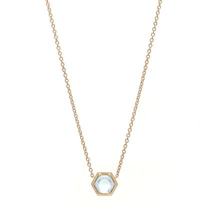 Tiffany 18K Yellow Gold Blue Topaz Paloma's Studio Hexagon Pendant Necklace 1 of 4