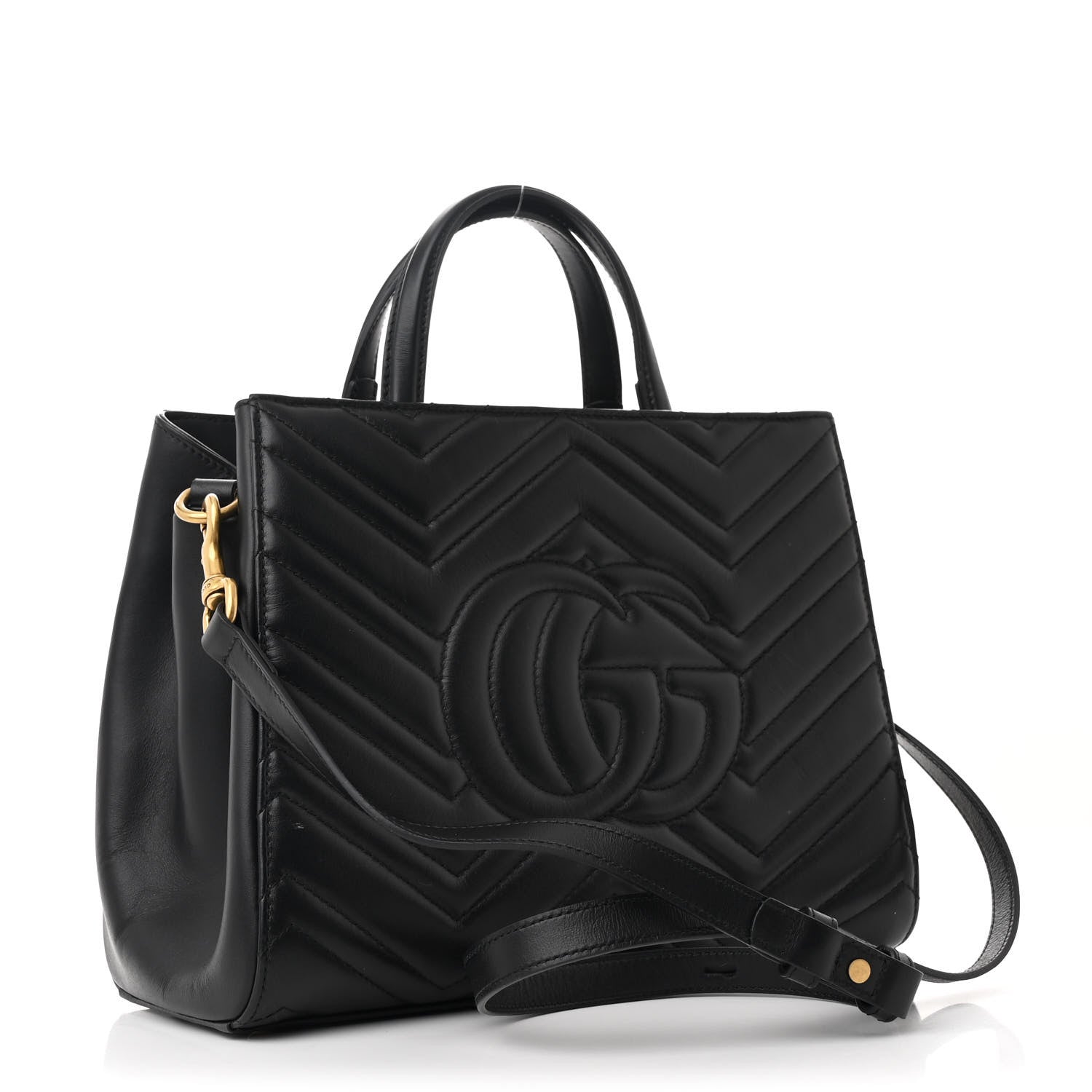 Gucci Calfskin Matelasse Small GG Marmont Tote Black 3 of 12