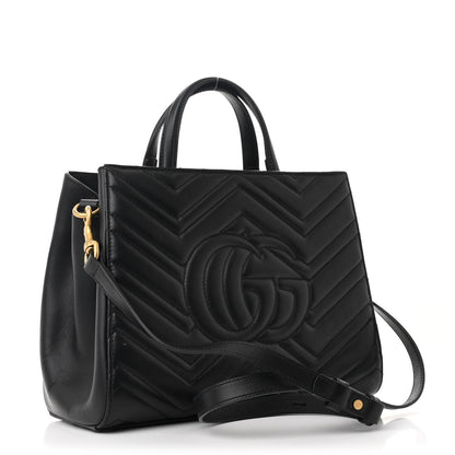 Gucci Calfskin Matelasse Small GG Marmont Tote Black 3 of 12