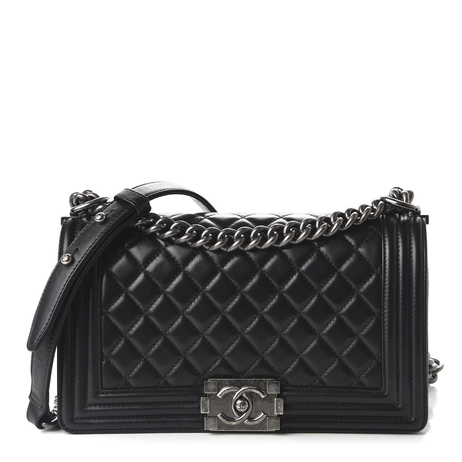 Chanel Lambskin Quilted Medium Boy Flap Black 1 of 12