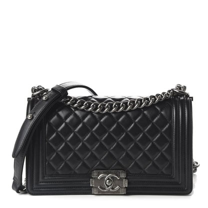 Chanel Lambskin Quilted Medium Boy Flap Black 1 of 12