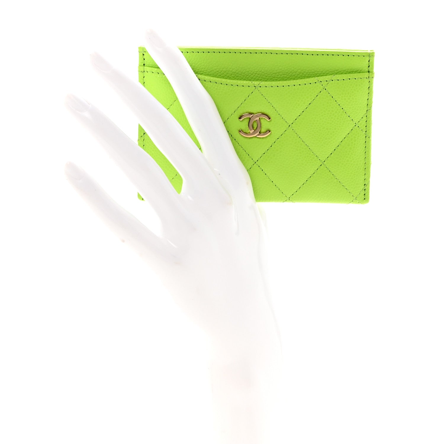 Chanel Caviar Quilted Card Holder Green 2 of 8