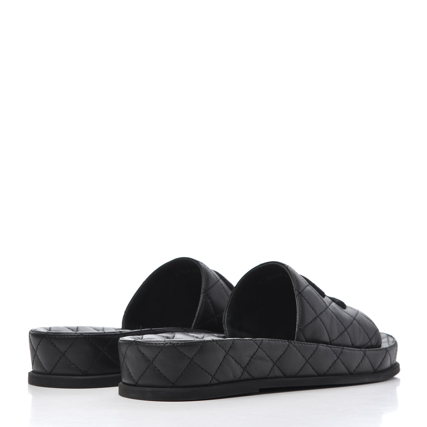 Lambskin Quilted CC Mules Sandals 37 Black
