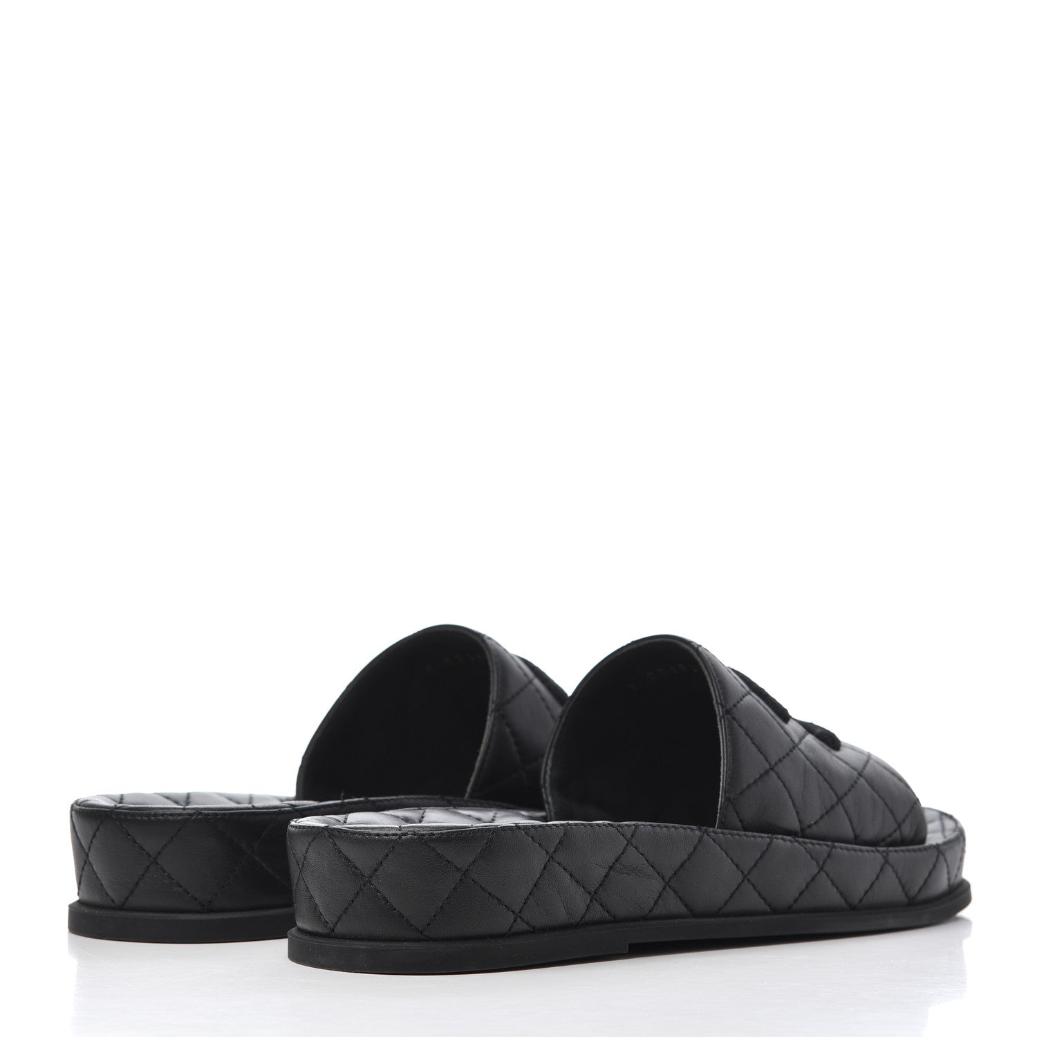 Chanel Lambskin Quilted CC Mules Sandals 37 Black 4 of 11