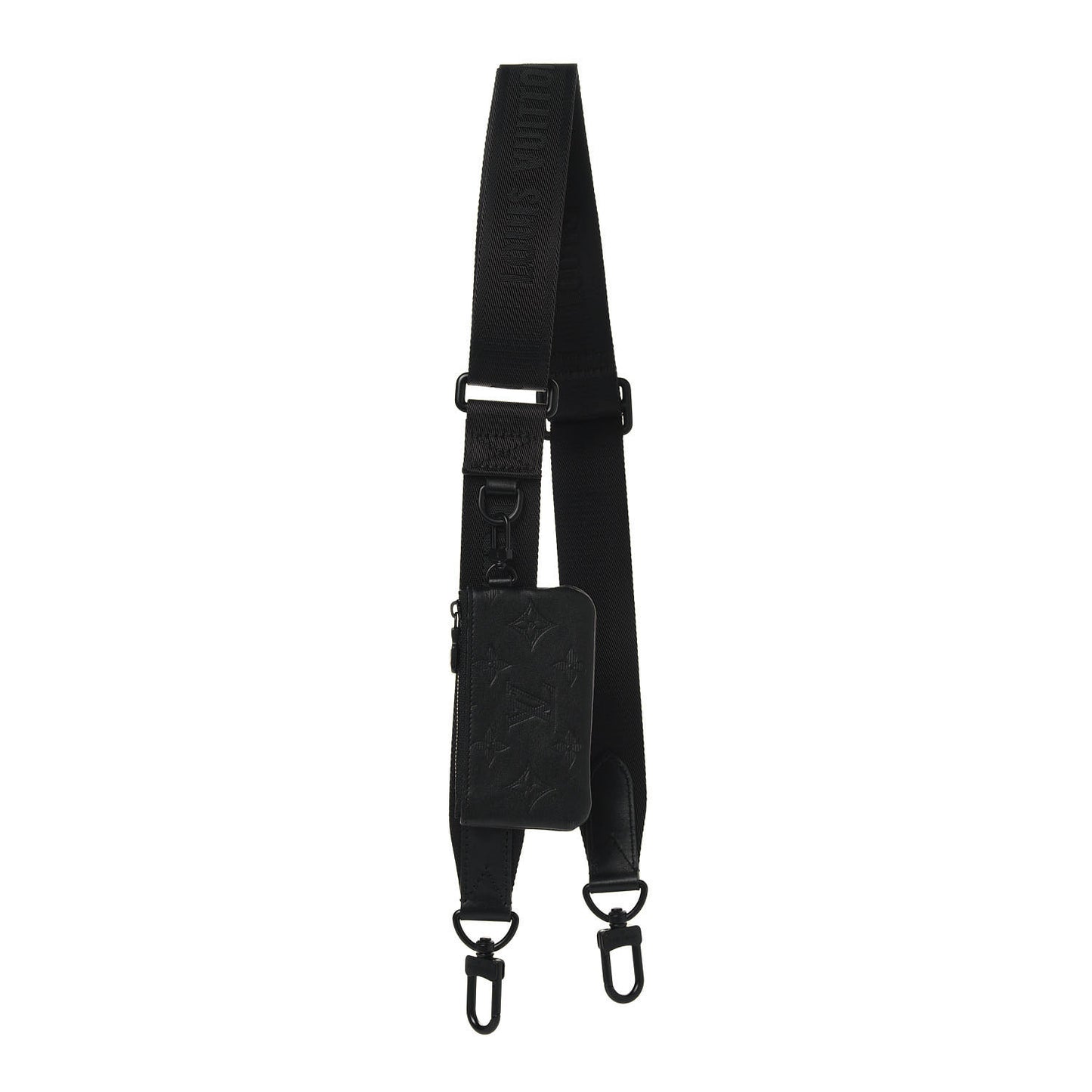 Nylon Calfskin Monogram Shadow Duo Messenger Shoulder Strap Black