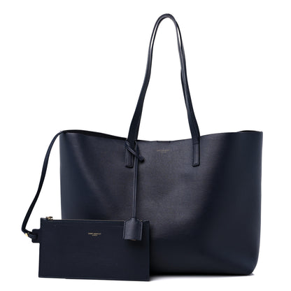 Saint Laurent Calfskin Large Shopping Tote Navy 1 of 19
