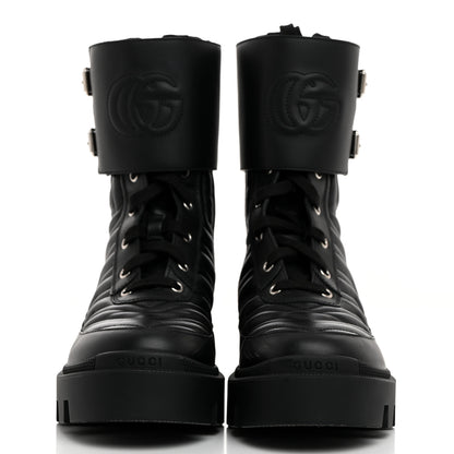 Gucci Nappa Frances GG Matelasse Platform Combat Boots 38 Black 2 of 9