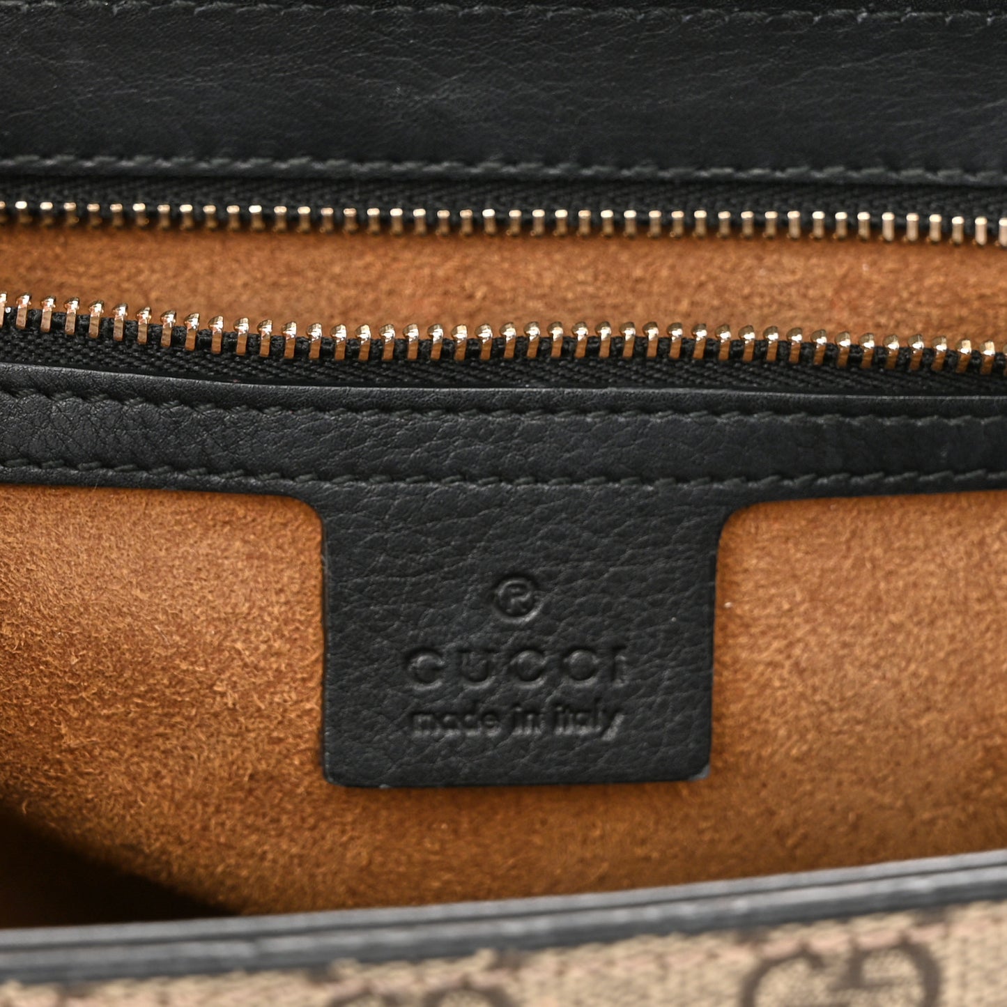 GG Supreme Monogram Calfskin Medium Padlock Shoulder Bag Beige Black Cuir