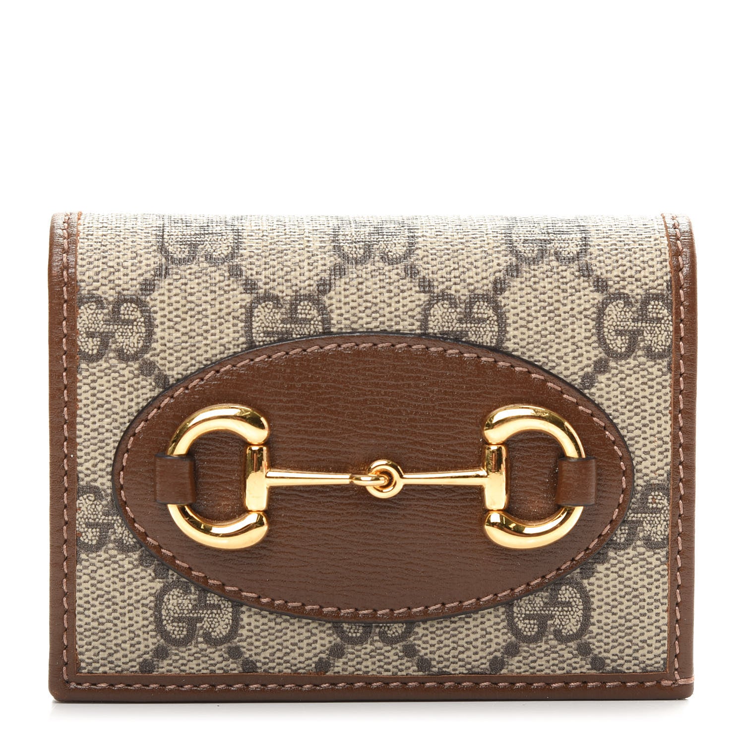 Gucci GG Supreme Monogram Horsebit 1955 Card Case Wallet Beige Ebony Brown Sugar 1 of 10
