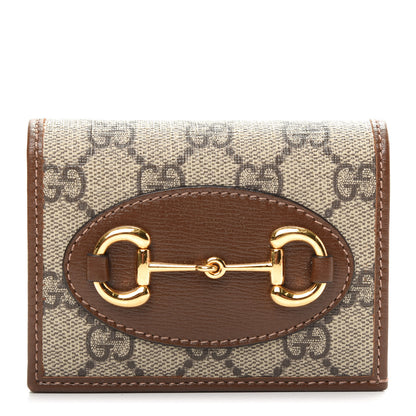 Gucci GG Supreme Monogram Horsebit 1955 Card Case Wallet Beige Ebony Brown Sugar 1 of 10