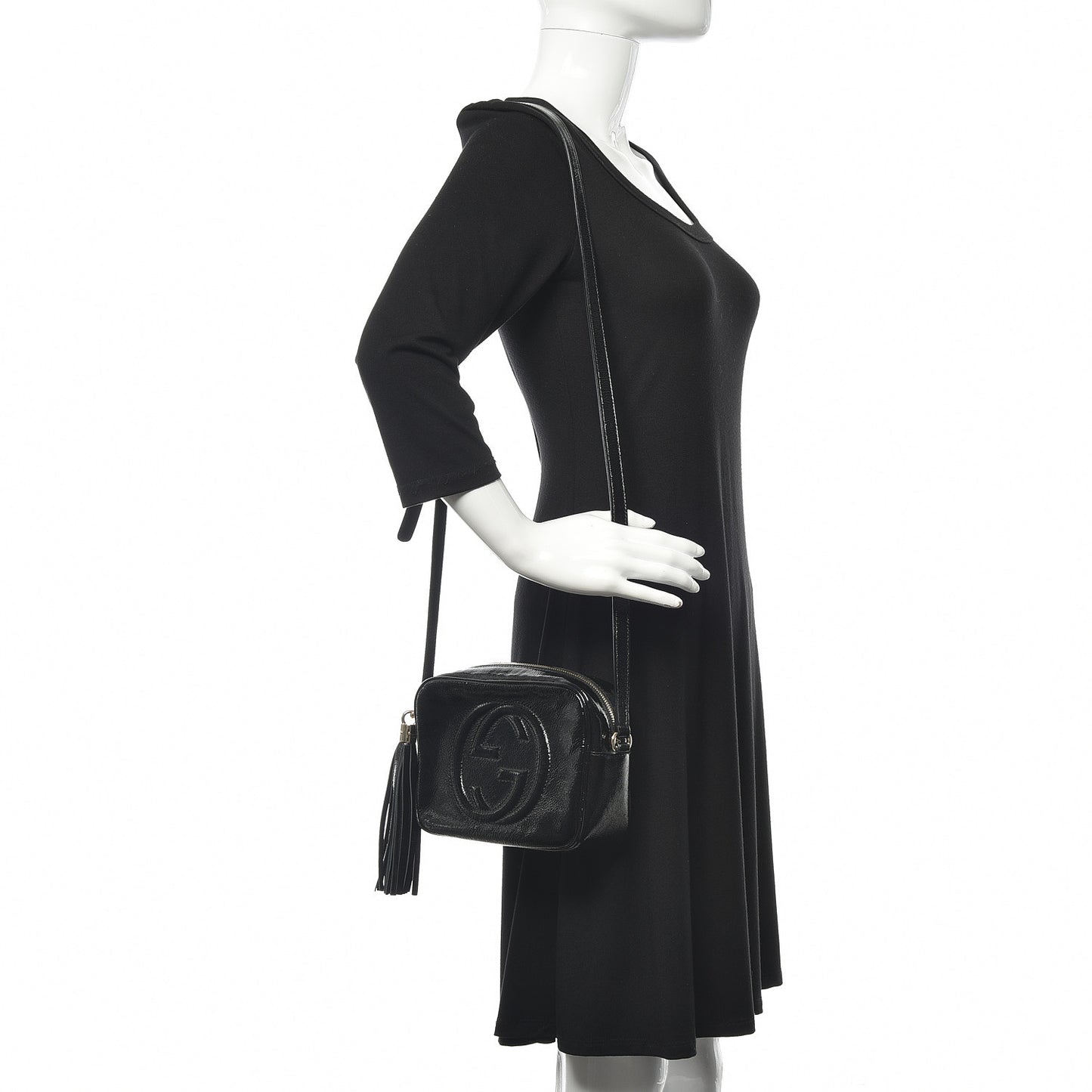 Soft Patent Small Soho Disco Bag Black