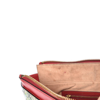 Gucci GG Supreme Monogram Blooms Medium Zippered Bucket Tote Beige Blue Navy Hibiscus Red 7 of 9