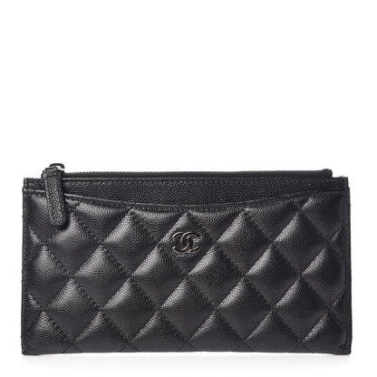 Chanel Iridescent Caviar Quilted Classic Zip Pouch Black 1 of 7