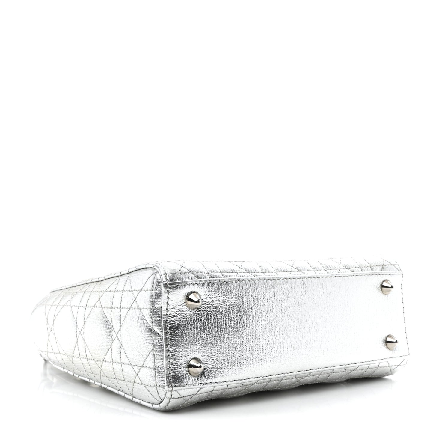 Metallic Grained Calfskin Cannage Small My ABCDior Lady Dior Silver
