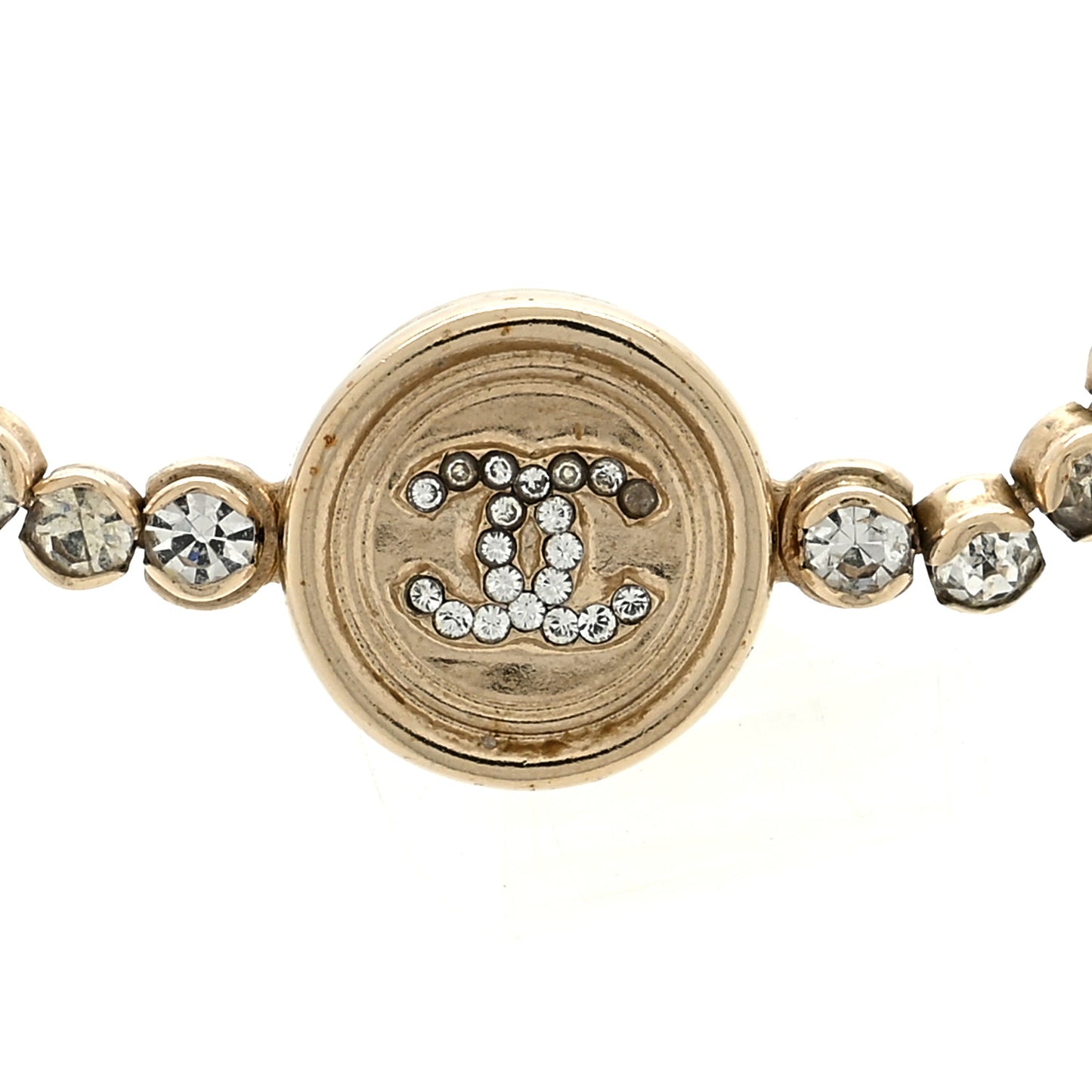 Crystal CC Chain Short Necklace Gold