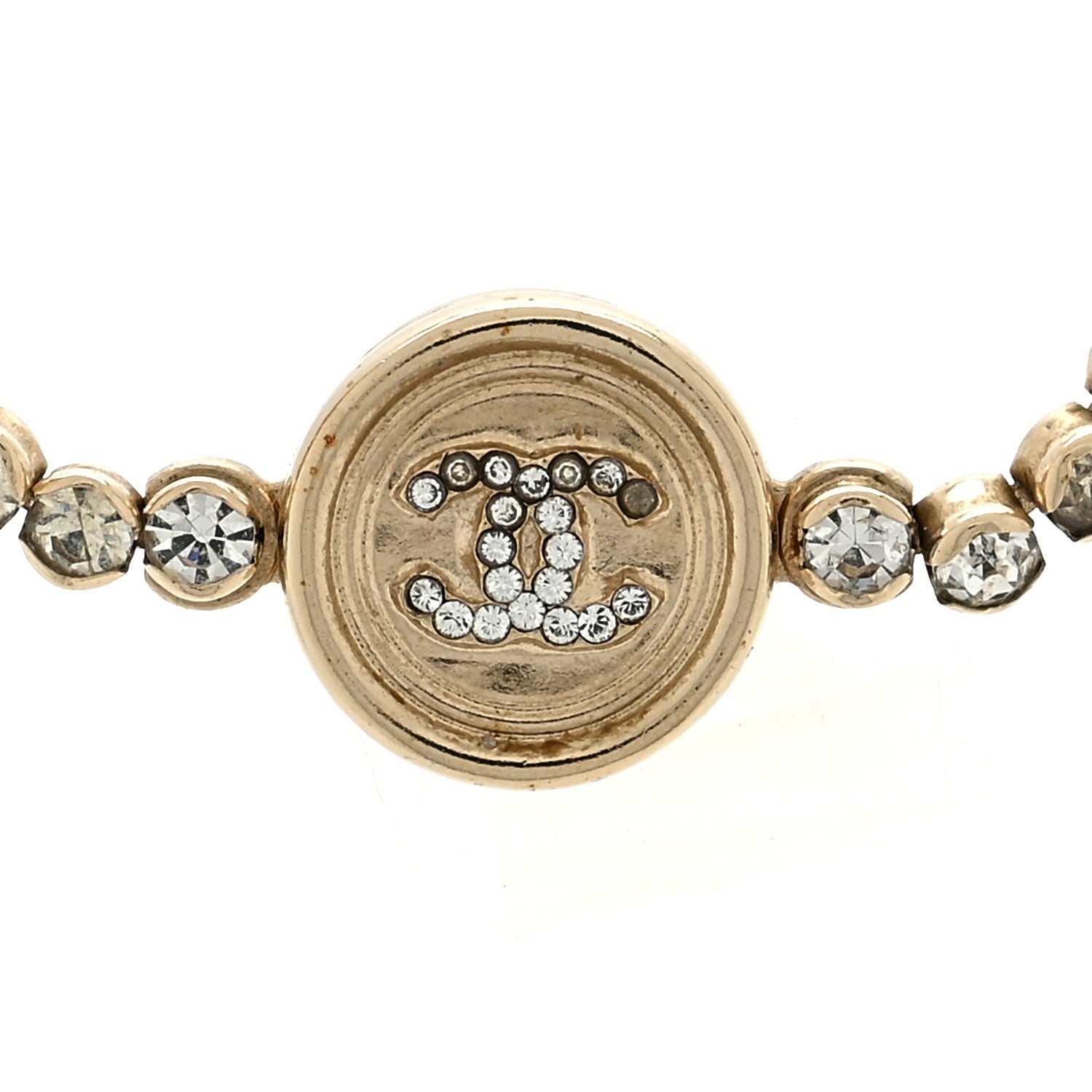 Chanel Crystal CC Chain Short Necklace Gold 4 of 6