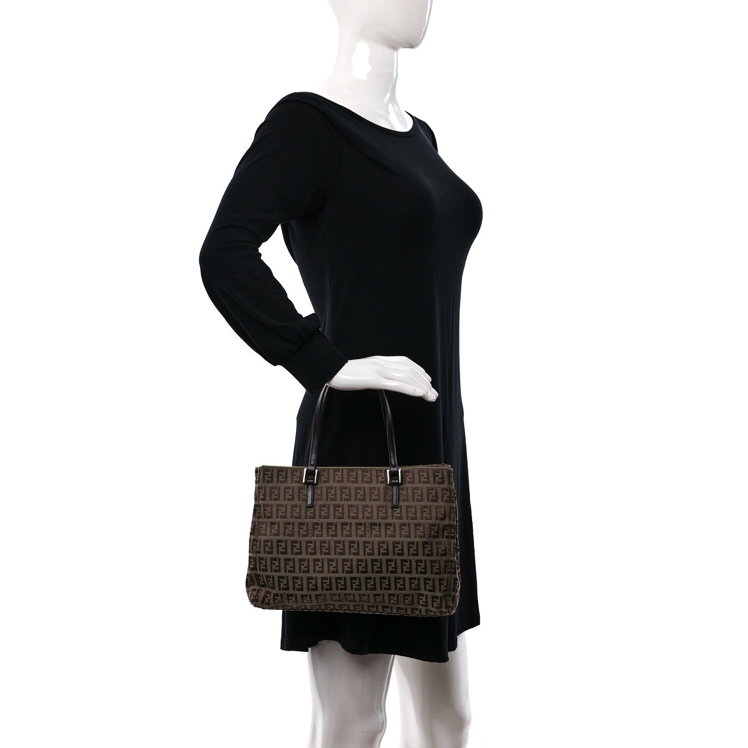 Fendi Zucchino Vitello Shoulder Tote Tobacco 2 of 8