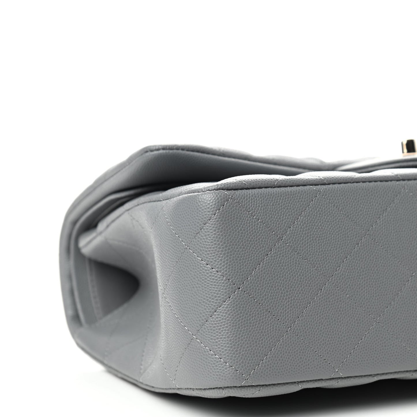 Caviar Quilted Jumbo Double Flap Grey