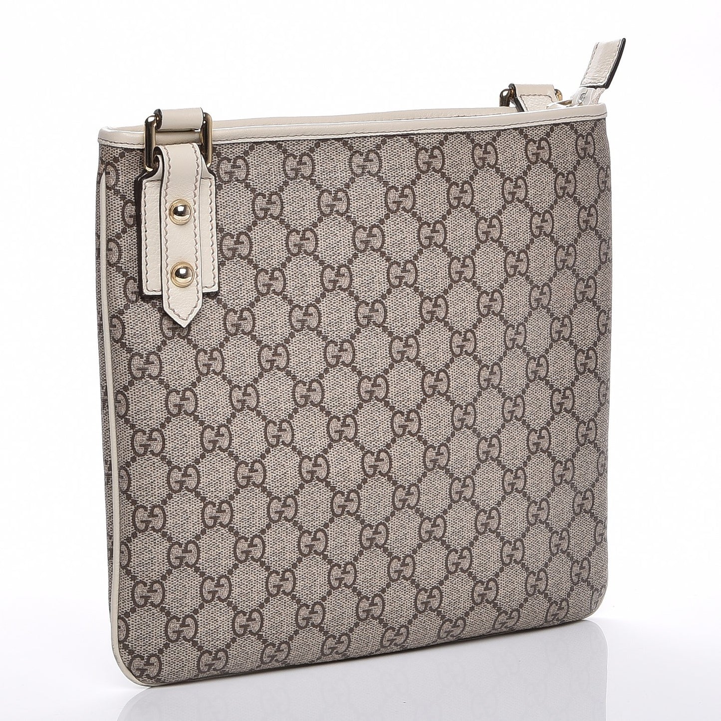 GG Plus Monogram Flat Messenger Bag Beige Off White