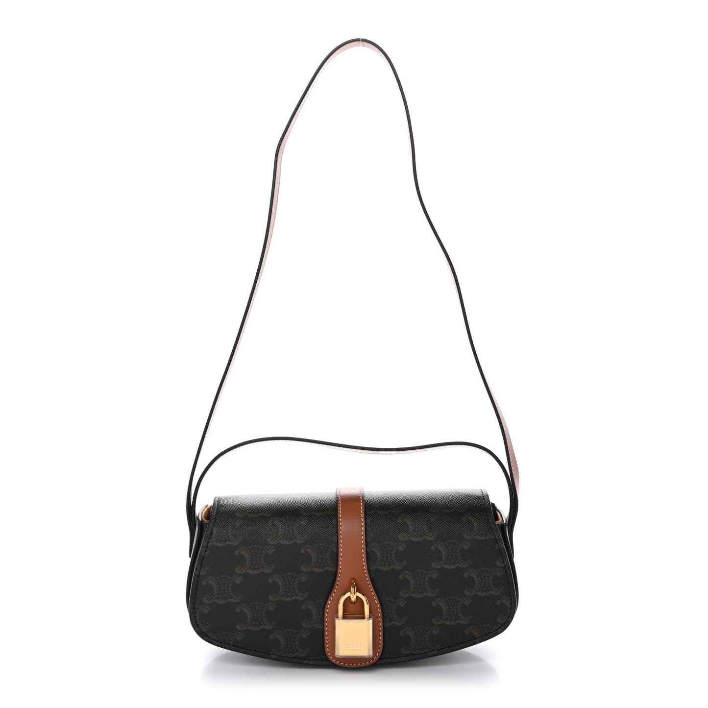 Triomphe Canvas Calfskin Tabou Clutch on Strap Tan