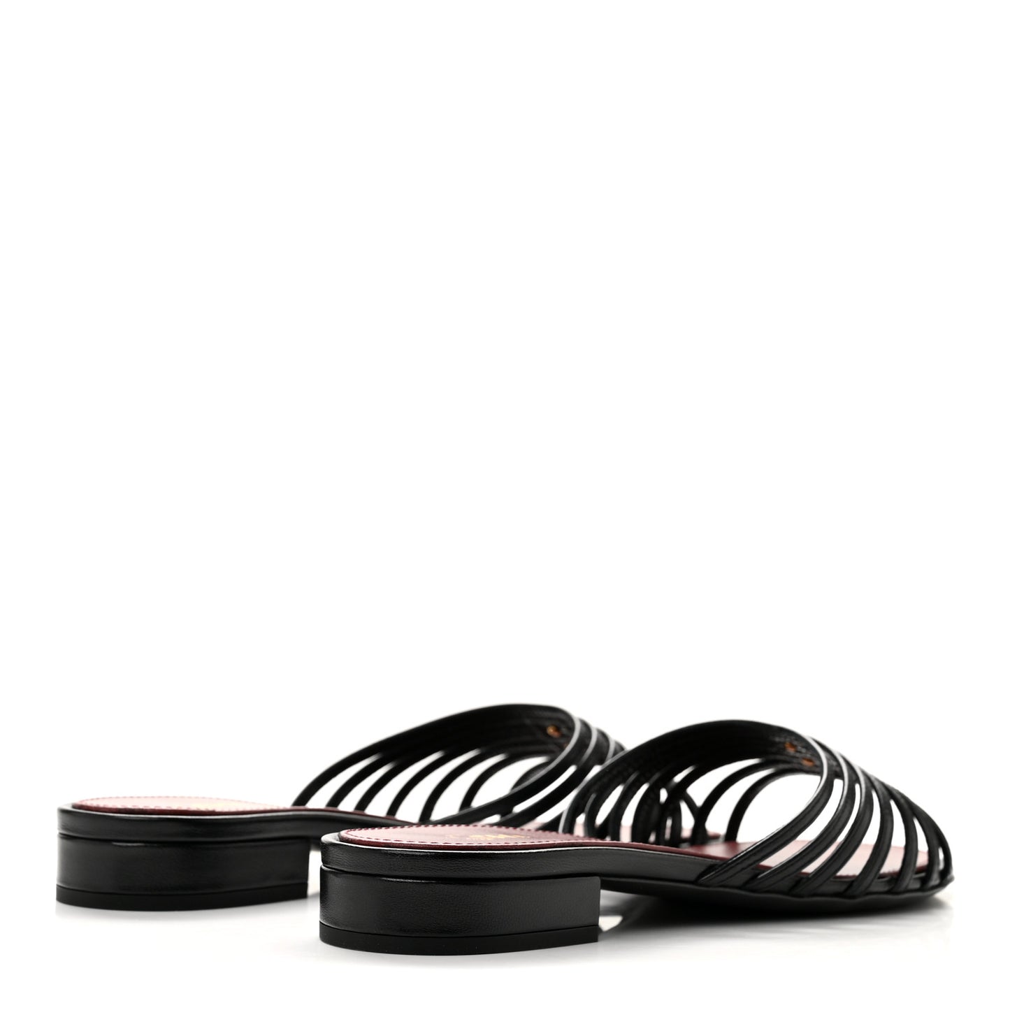 Goatskin Caged CC Slide Sandals 37 Black
