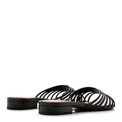 Chanel Goatskin Caged CC Slide Sandals 37 Black 5 of 9