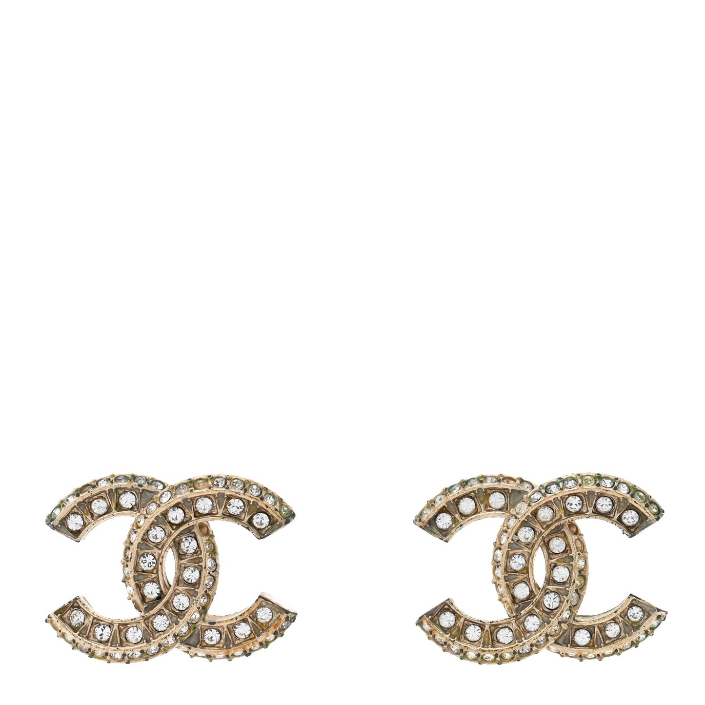 Crystal Timeless CC Earrings Light Gold
